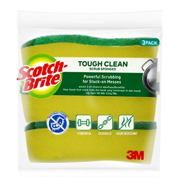 3M Scotch-Brite Scrub Sponges Tough Clean (3 Pack)