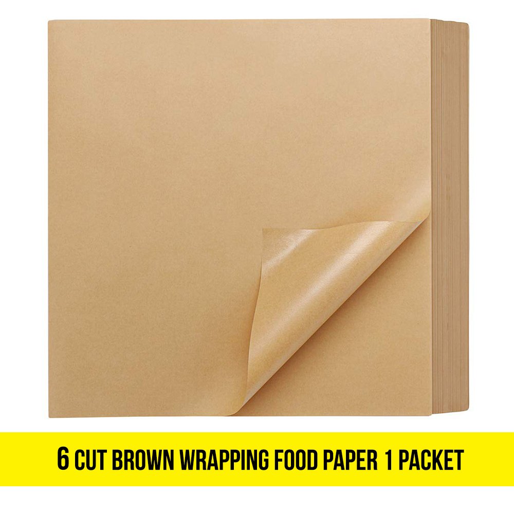 6 Cut Brown Wrapping Food Paper- 1Pack