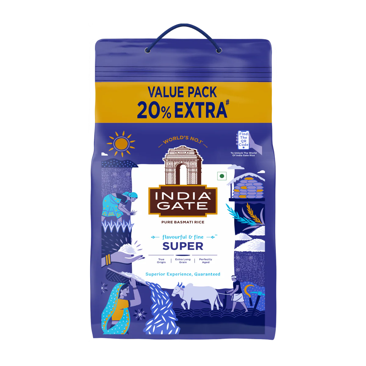 India Gate Super Basmati Rice 5Kg + 20% Extra (6Kg)