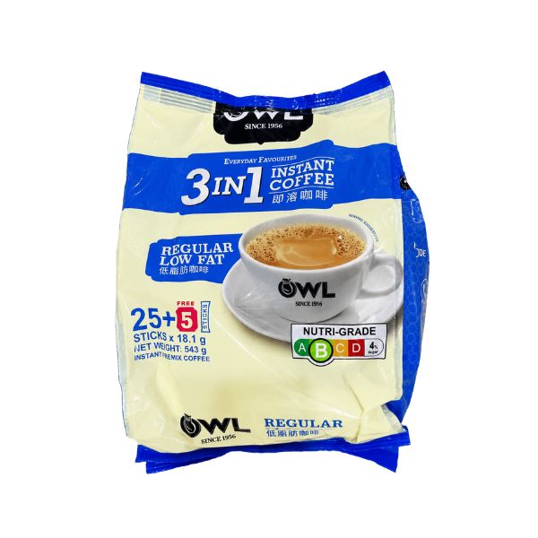 Owl 3 in 1 Instant Premix Coffee Regular Low Fat 543g