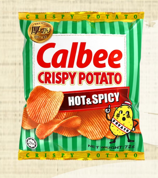 Calbee Crispy Potato Chips - Hot & Spicy 72g