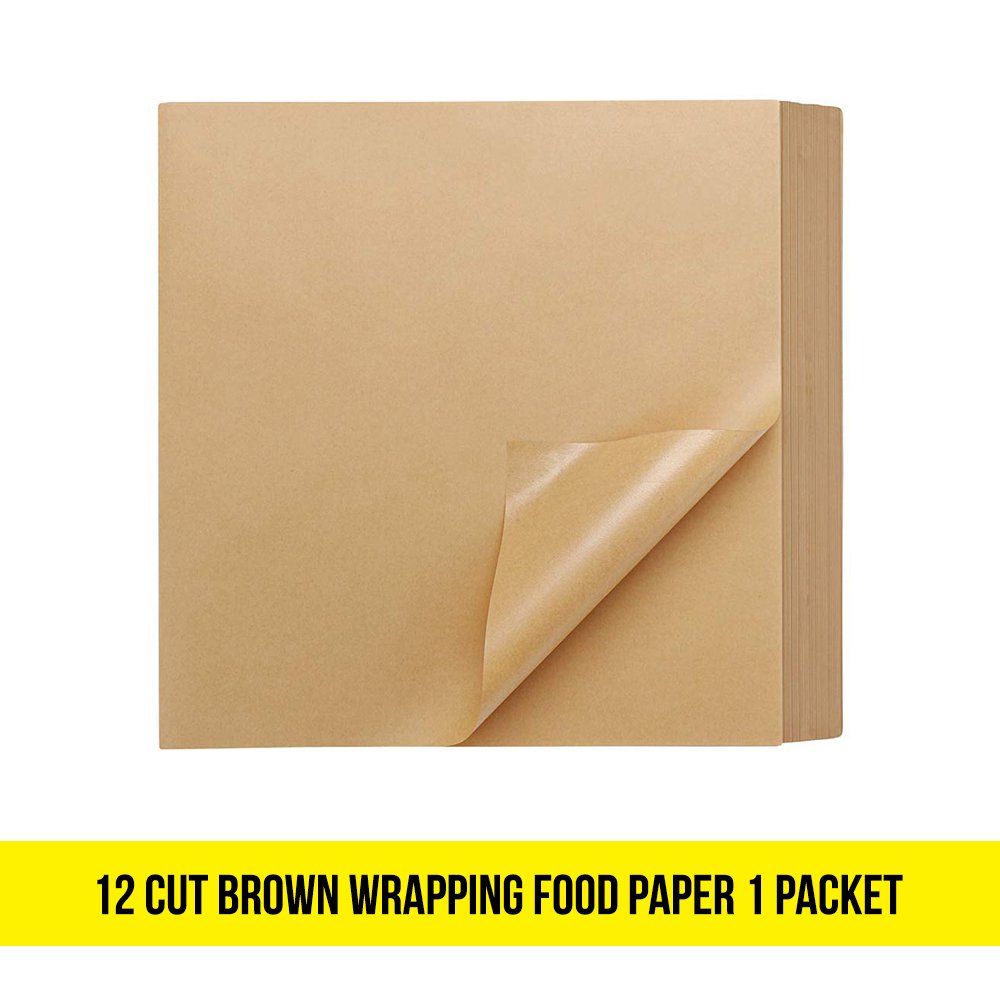 12 Cut Brown Wrapping Food Paper 1 Packet