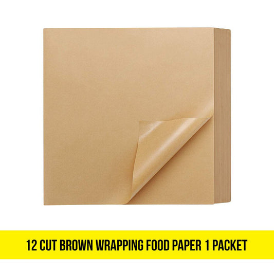 12 Cut Brown Wrapping Food Paper 1 Packet