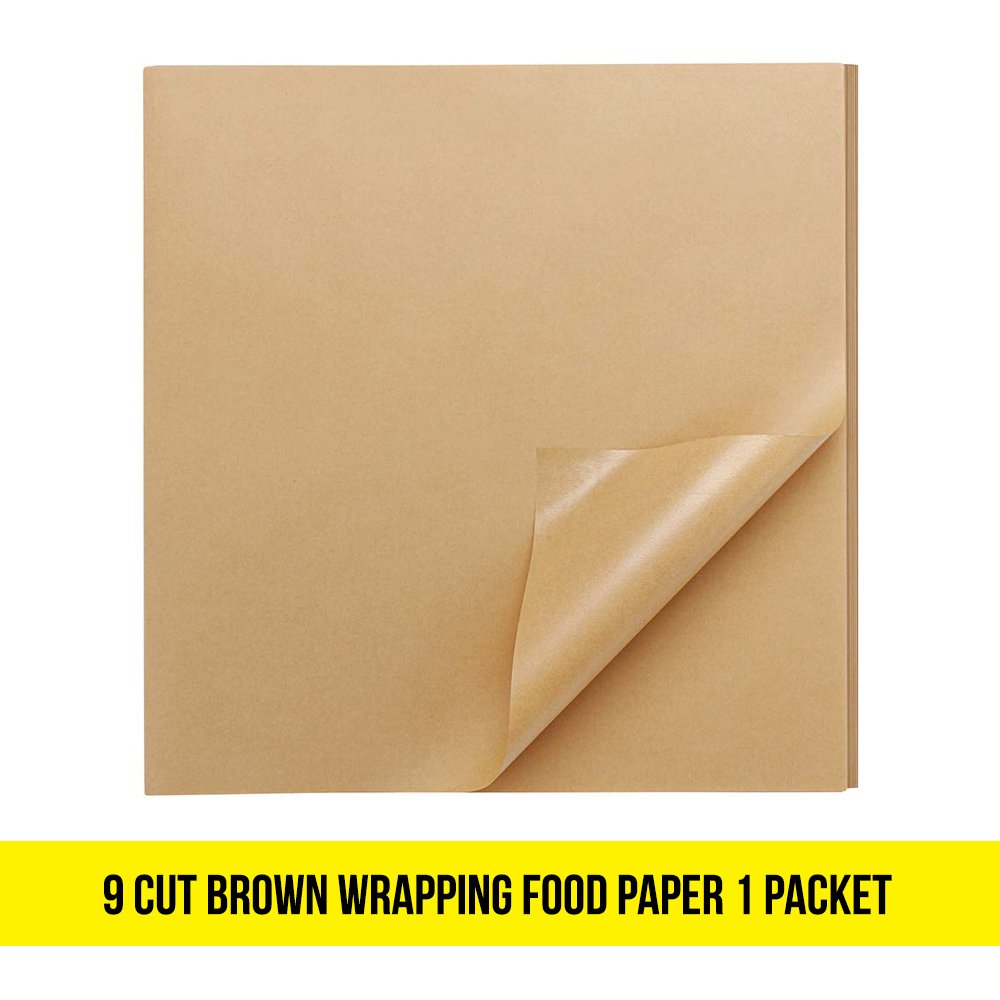 9 Cut Brown Wrapping Food Paper 1 packet