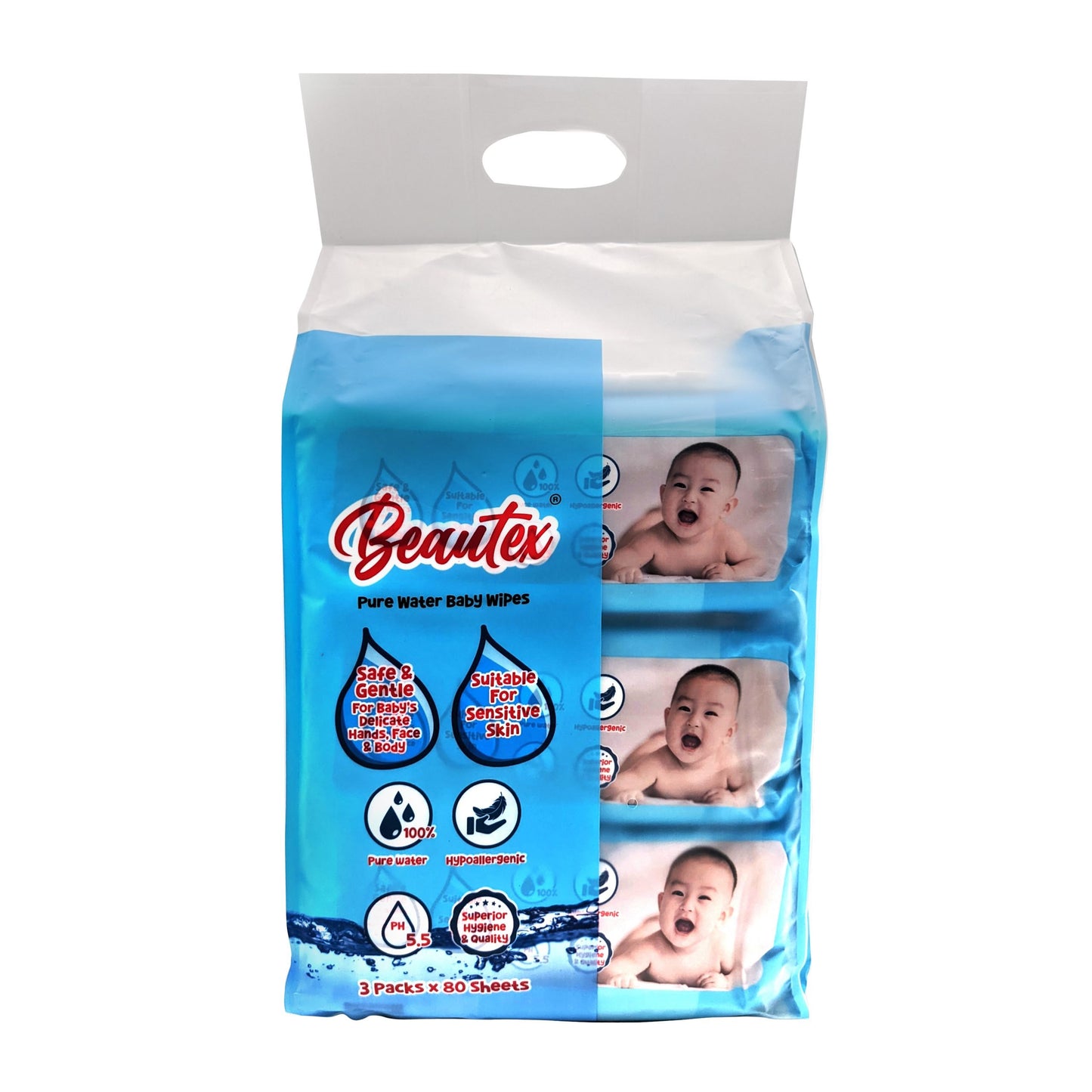 Beautex Pure Water Baby Wet Wipes 80s (Pack of 3)