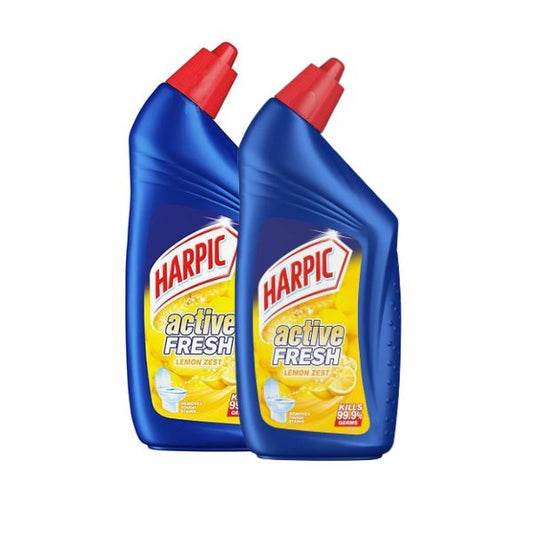 Harpic Active Fresh Lemon Zest Toilet Cleaner 500ml (Twin Pack)