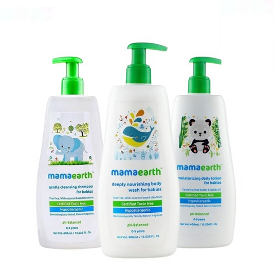 Baby & Kids Bath Combo C: Gentle Cleansing Shampoo 400ml+ Deeply Nourishing Body Wash 400ml + Daily Lotion 400ml