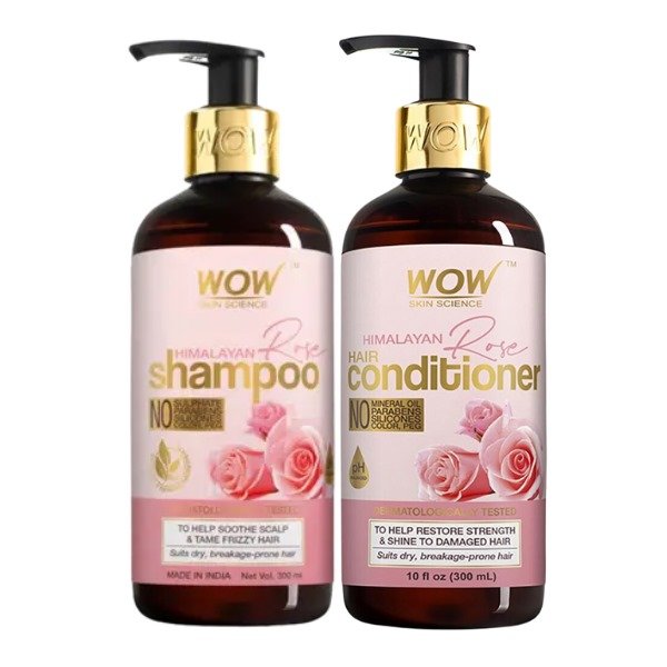 Wow Skin Science Damaged Hair Repair Combo: Himalayan Rose Shampoo 300ml + Conditioner 300ml
