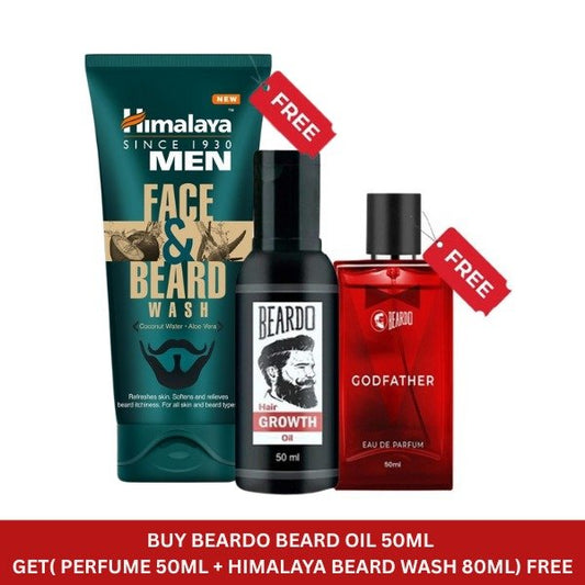 Beardo Hair Growth Oil 50ml With Free Perfume 50ml + Himalaya Beard Wash 80ml (Limited Offer)
