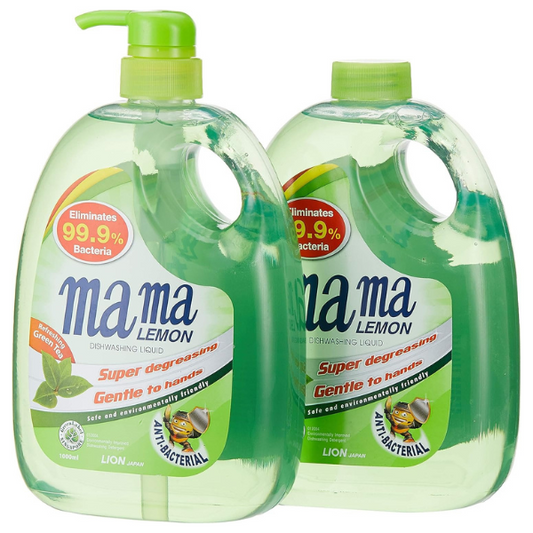 Mama Lemon Dishwashing Liquid Refreshing Green Tea 1L + 1L refill